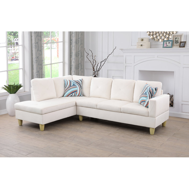 Ebern Designs 2 Piece Upholstered Sectional Fabric Light Grey Microfiber Microsuede